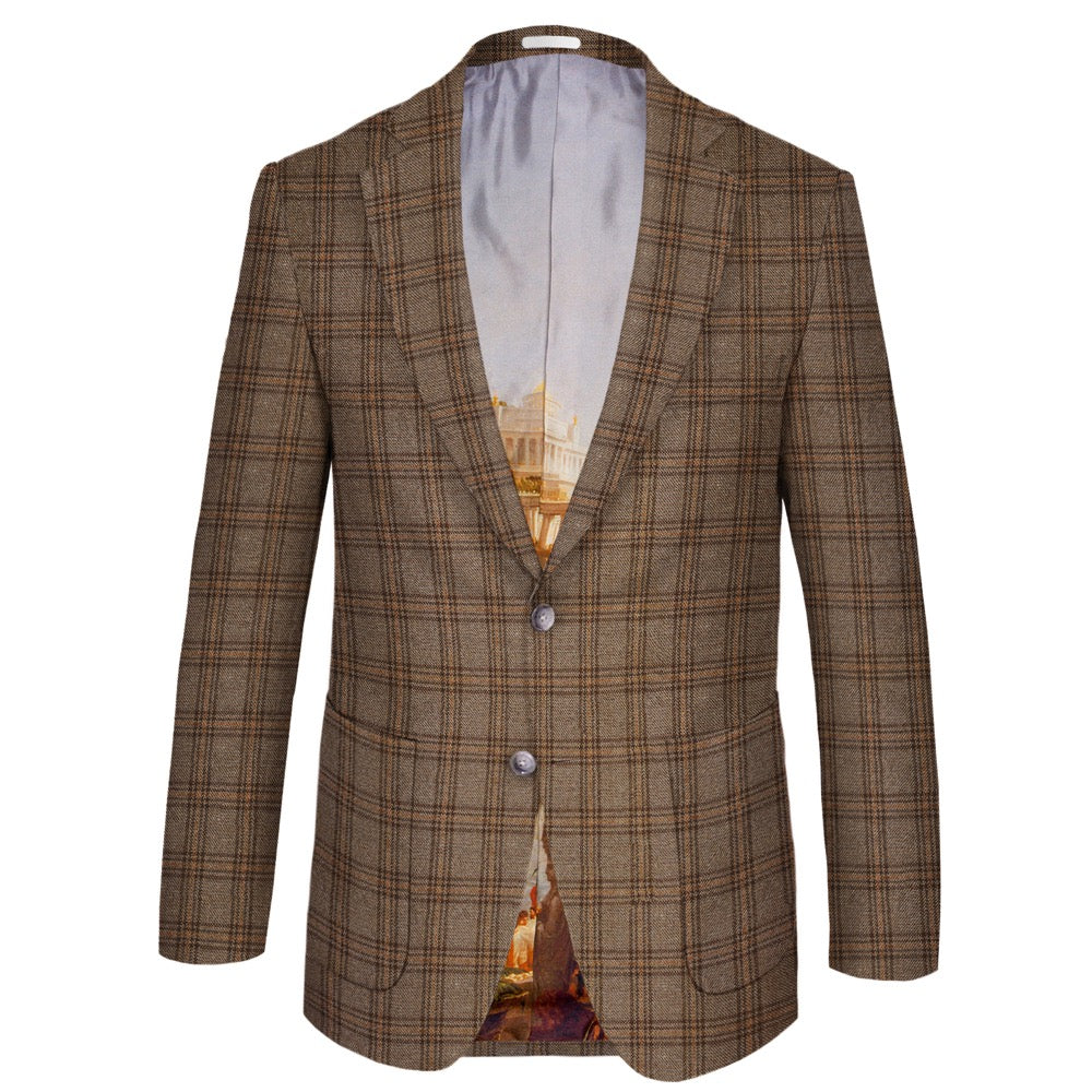The He Spoke Style Brown Glen Plaid Flannel Sport Coat for Men