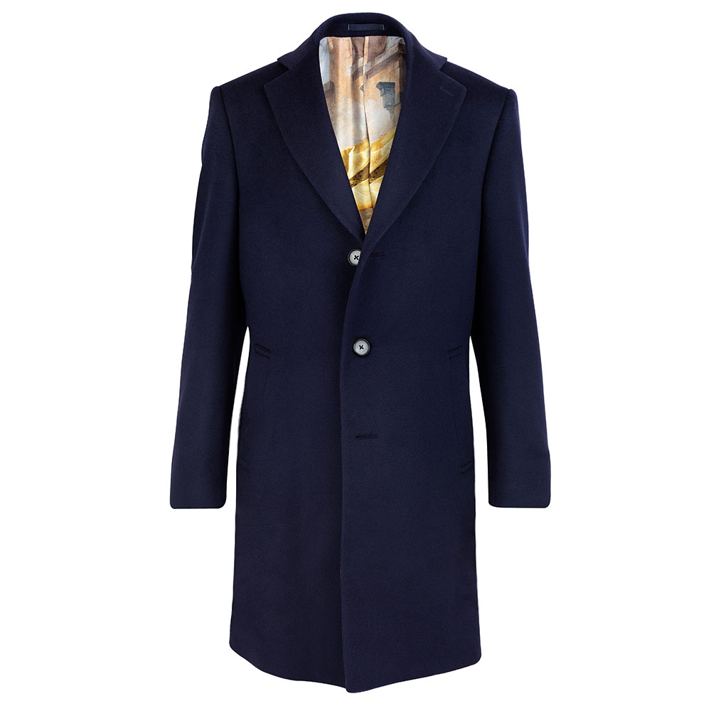 Men's navy wool overcoat on sale uk