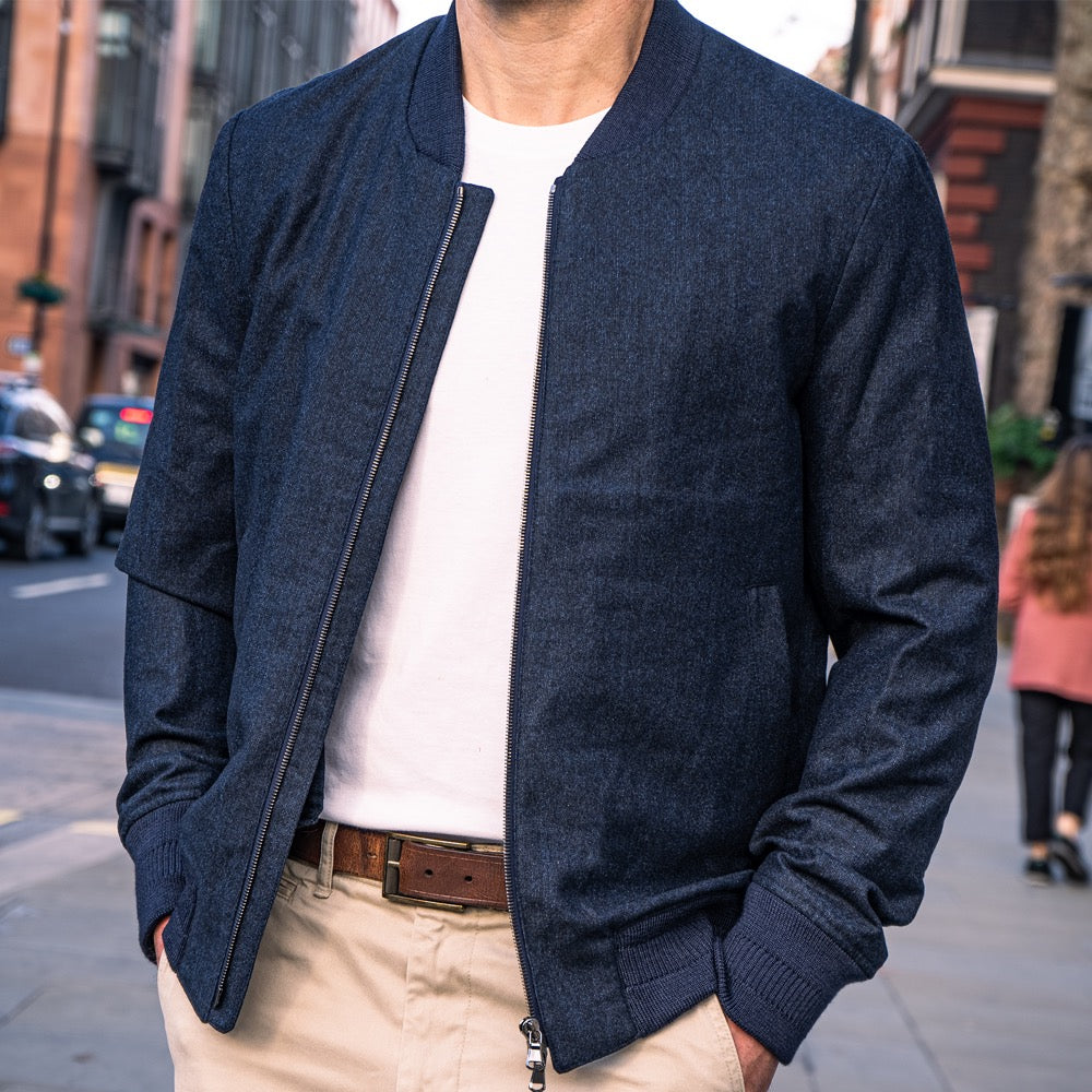 Navy Loro Piana Bomber Jacket Rampley and Co