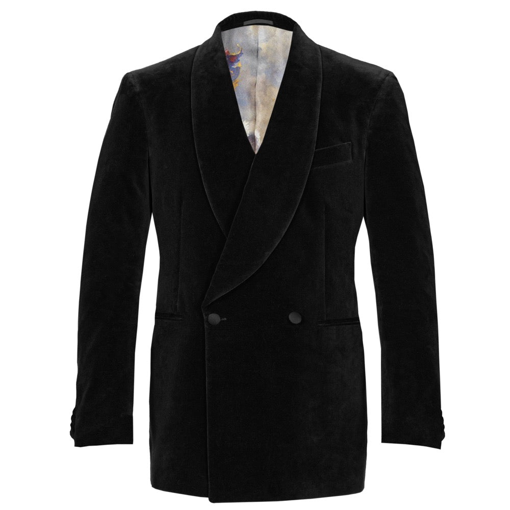 Black velvet smoking jacket hotsell